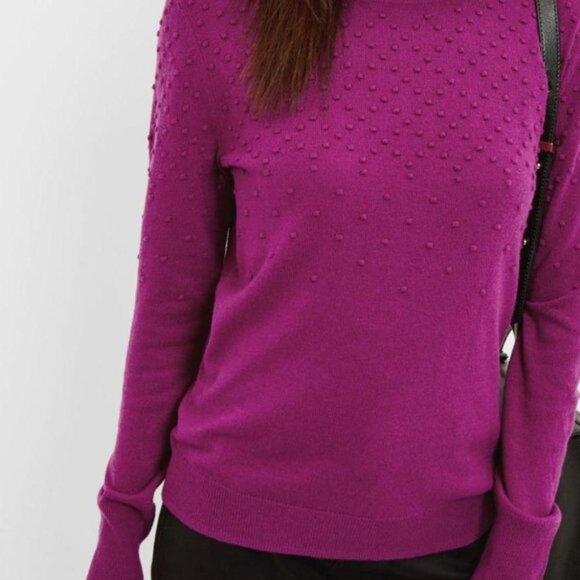 Ted Baker Wool/Cashmere Bobble Knit Pink Sabria Crewneck Sweater Sz XS - Picture 7 of 9